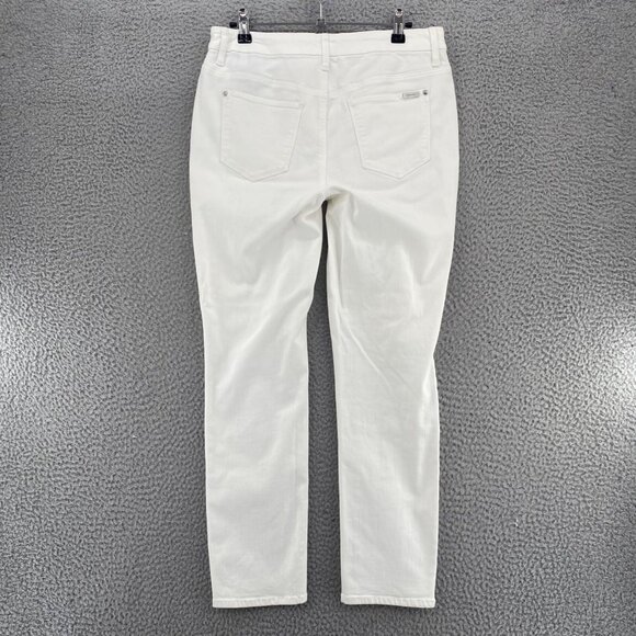 Chicos Jeans Women 0 US 4 White So Slimming Girlfriend Ankle Lace Patch Stretch - Picture 3 of 12